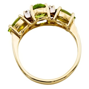 9ct gold Peridot / Diamond 3 stone Ring size J